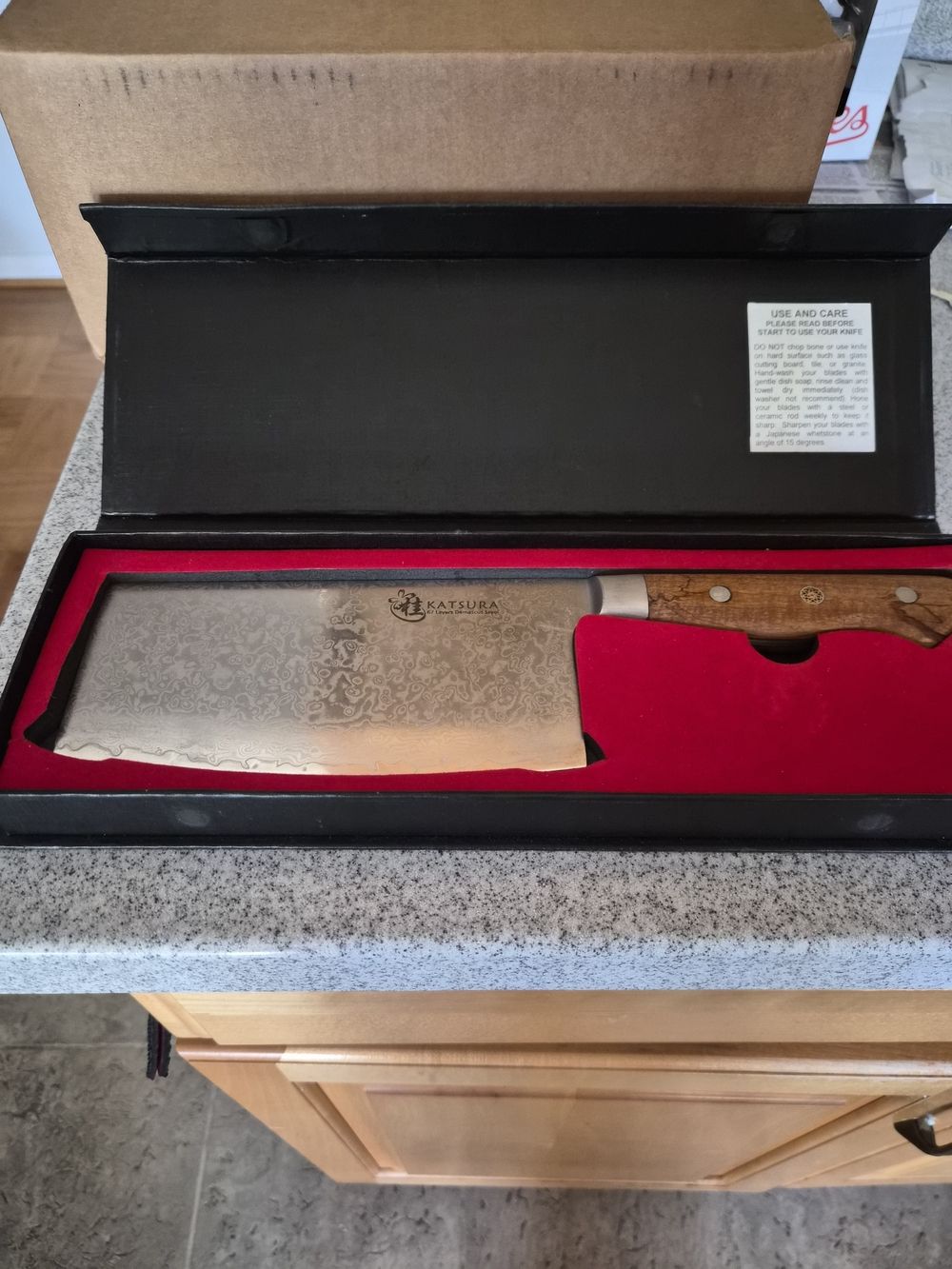 Katsura 67-Layer Damascus Steel Japanese Cleaver Knife NIB